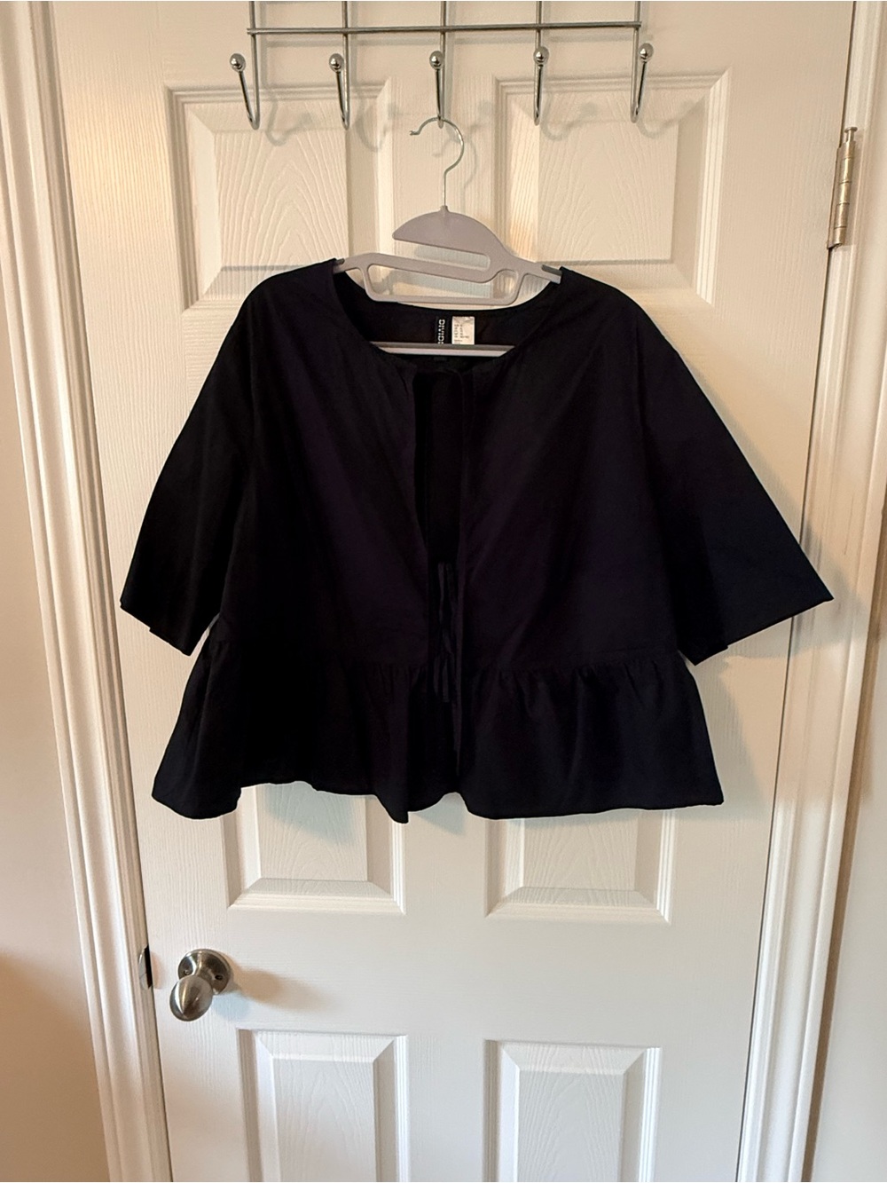 H&M Black Peplum Short-Sleeve Top